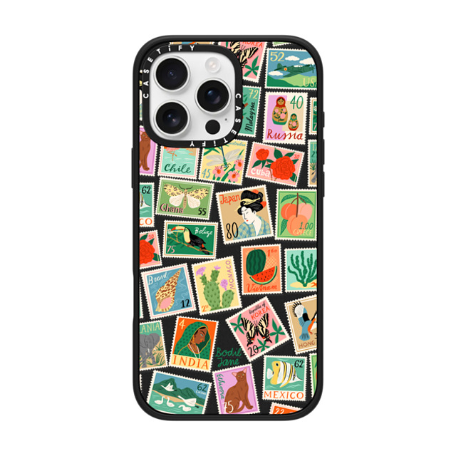 Bodil Jane x CASETiFY iPhone 16 Pro Max ケース マットブラック インパクトケース MagSafe対応 Post Stamps