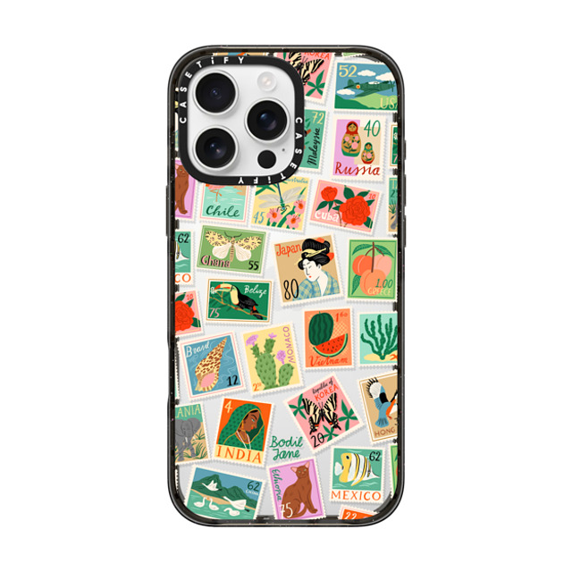 Bodil Jane x CASETiFY iPhone 16 Pro Max ケース ブラック インパクトケース Post Stamps