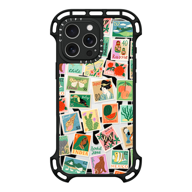 Bodil Jane x CASETiFY iPhone 16 Pro Max ケース ブラック ウルトラ バウンスケース MagSafe対応 Post Stamps