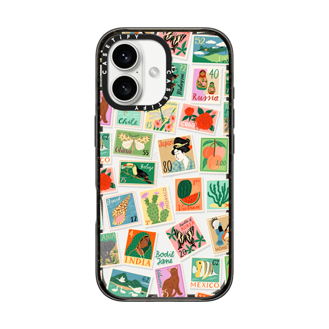 Bodil Jane x CASETiFY iPhone 16 ケース ブラック インパクトケース Post Stamps