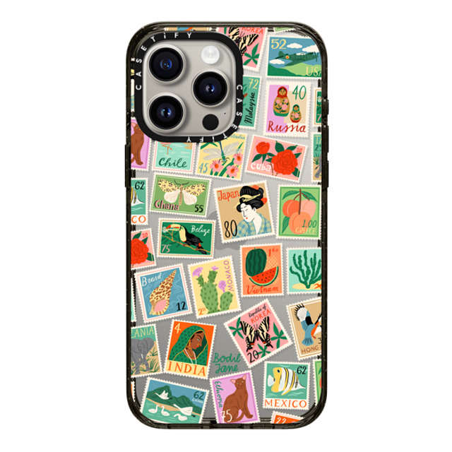 Bodil Jane x CASETiFY iPhone 15 Pro Max ケース ブラック インパクトケース Post Stamps