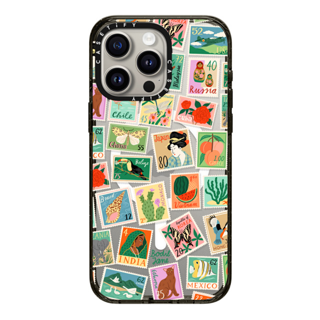 Bodil Jane x CASETiFY iPhone 15 Pro Max ケース ブラック インパクトケース MagSafe対応 Post Stamps