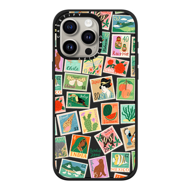 Bodil Jane x CASETiFY iPhone 15 Pro Max ケース マットブラック インパクトケース MagSafe対応 Post Stamps