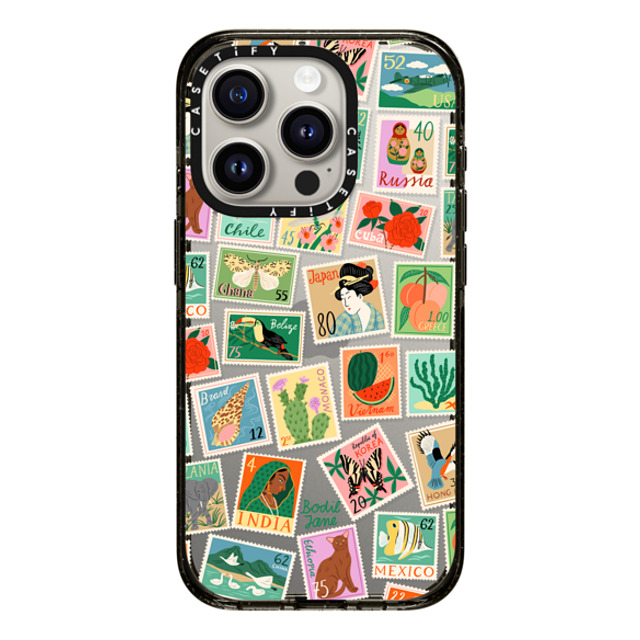 Bodil Jane x CASETiFY iPhone 15 Pro ケース ブラック インパクトケース Post Stamps