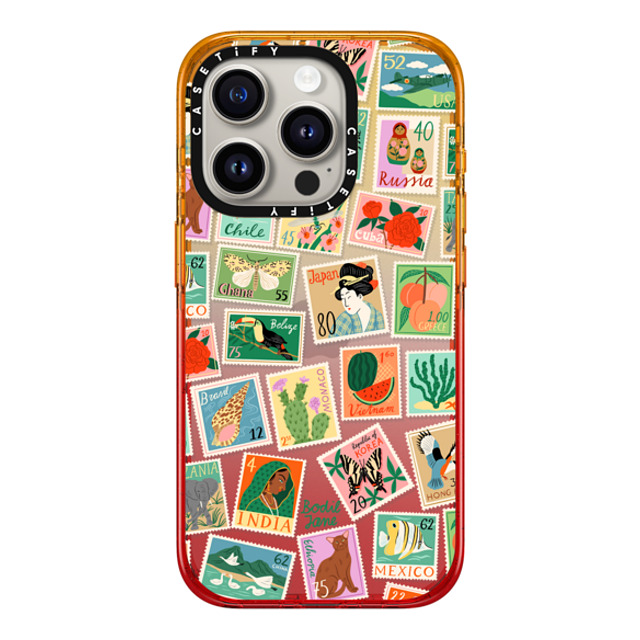 Bodil Jane x CASETiFY iPhone 15 Pro Case Peach Haze Impact Case Post Stamps Bodil Jane x CASETiFY iPhone 15 Pro Case Peach Haze Impact Case Post Stamps