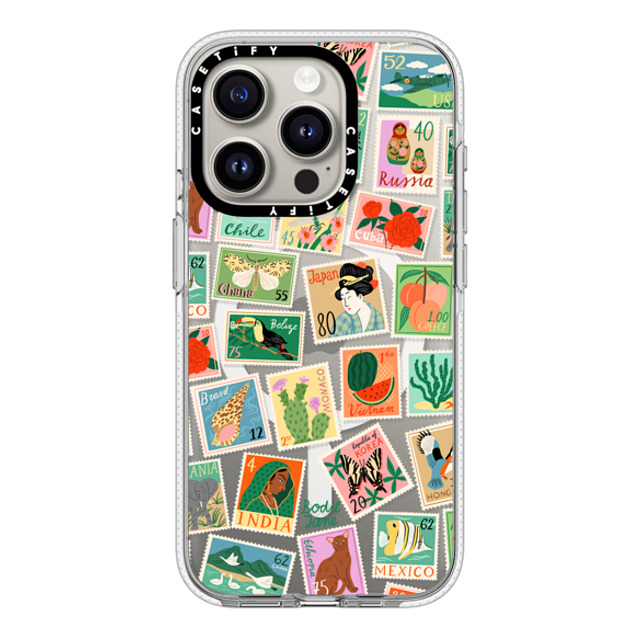 Bodil Jane x CASETiFY iPhone 15 Pro ケース クリア クリア ケース MagSafe対応 Post Stamps