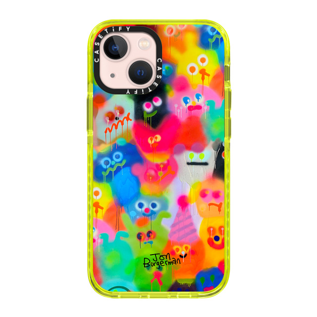 Jon Burgerman x CASETiFY iPhone 13 Mini Case Cartoon,Fine Art ネオン イエロー Impact Case Party Mother's Day Jon Burgerman x CASETiFY iPhone 13 Mini Case Cartoon,Fine Art ネオン イエロー Impact Case Party Mother's Day