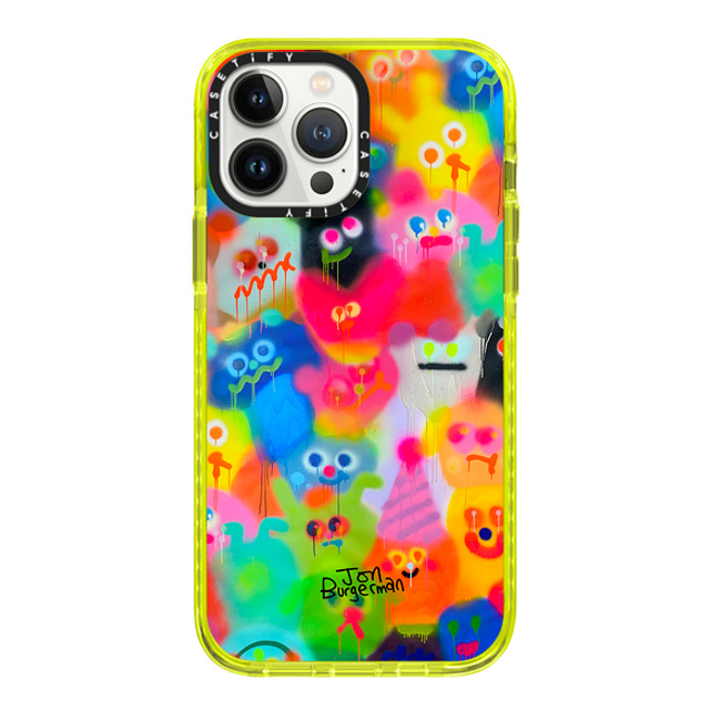 Jon Burgerman x CASETiFY iPhone 13 Pro Max ケース ネオン イエロー インパクトケース MagSafe対応 Party