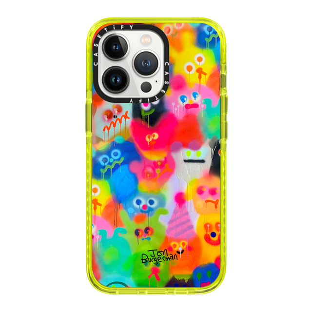 Jon Burgerman x CASETiFY iPhone 13 Pro ケース ネオン イエロー インパクトケース Party
