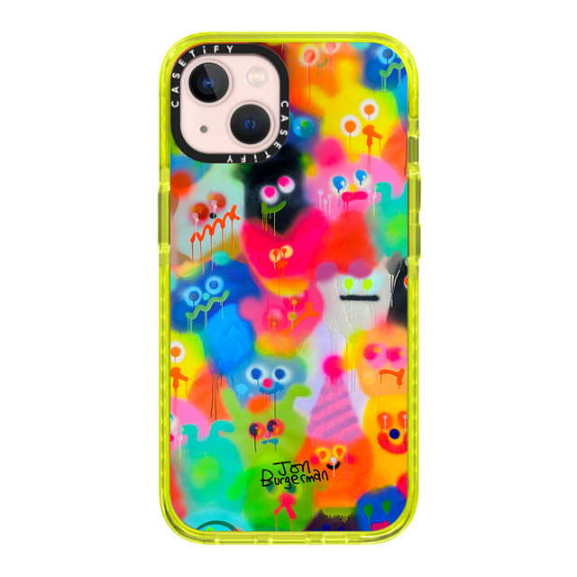 Jon Burgerman x CASETiFY iPhone 13 ケース ネオン イエロー インパクトケース Party