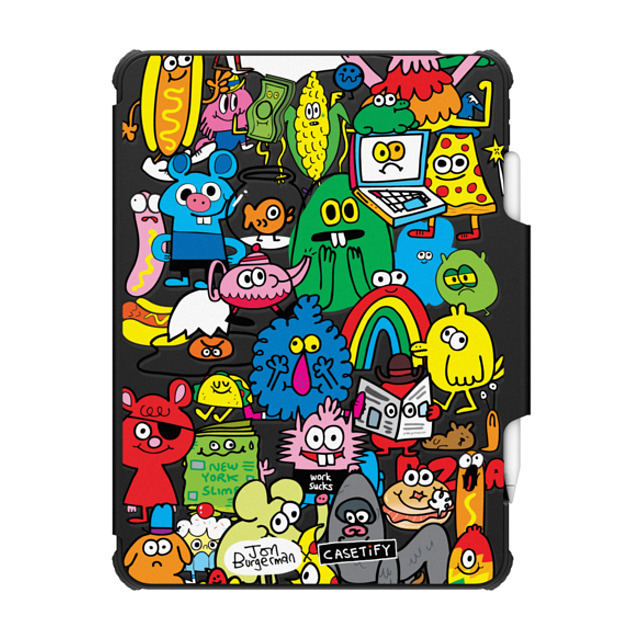 Jon Burgerman x CASETiFY iPad Air (第4/5世代) ブラック インパクト フォリオ ケース Fun Friends