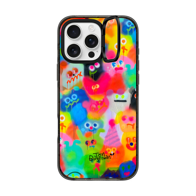 Jon Burgerman x CASETiFY iPhone 16 Pro Max ケース ブラック インパクトリングスタンドケース MagSafe対応 Party