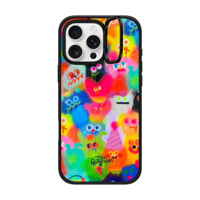 Jon Burgerman x CASETiFY iPhone 16 Pro Max ケース マットブラック インパクトリングスタンドケース MagSafe対応 Party