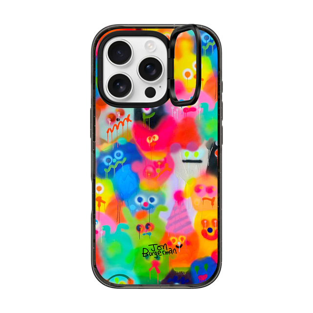 Jon Burgerman x CASETiFY iPhone 16 Pro ケース ブラック インパクトリングスタンドケース MagSafe対応 Party