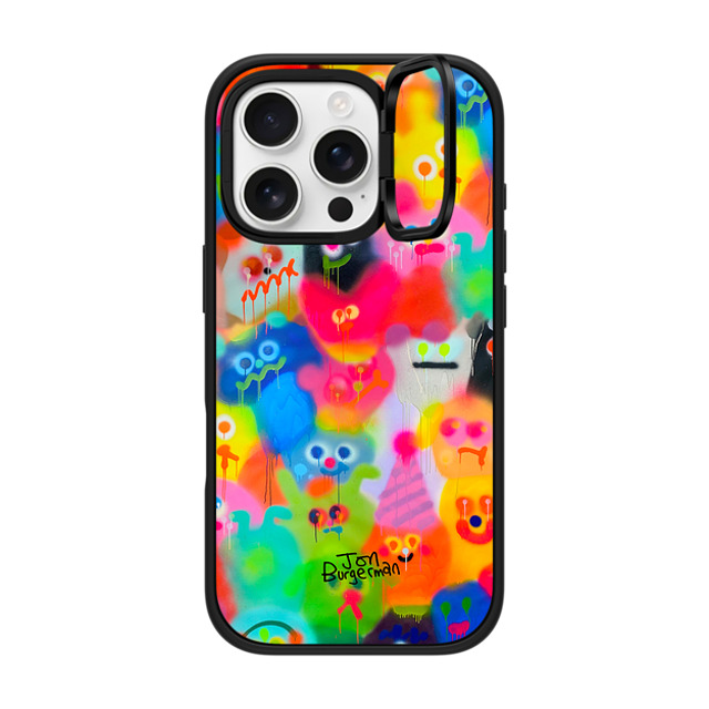 Jon Burgerman x CASETiFY iPhone 16 Pro ケース マットブラック インパクトリングスタンドケース MagSafe対応 Party