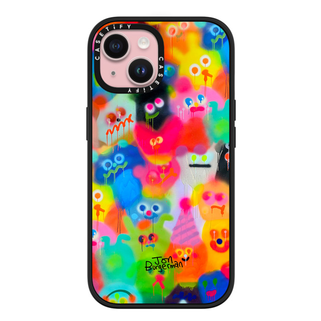 Jon Burgerman x CASETiFY iPhone 15 ケース マットブラック インパクトケース MagSafe対応 Party