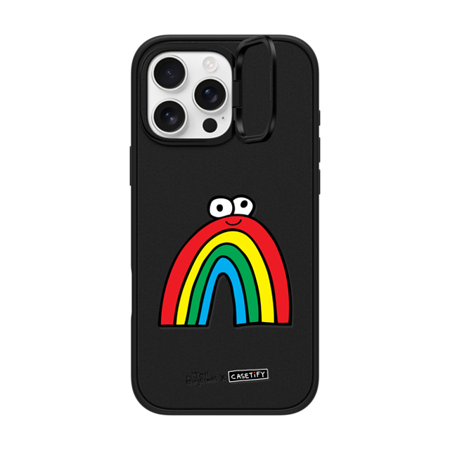 Jon Burgerman x CASETiFY iPhone 16 Pro Max ケース マットブラック インパクトリングスタンドケース MagSafe対応 Rainbow