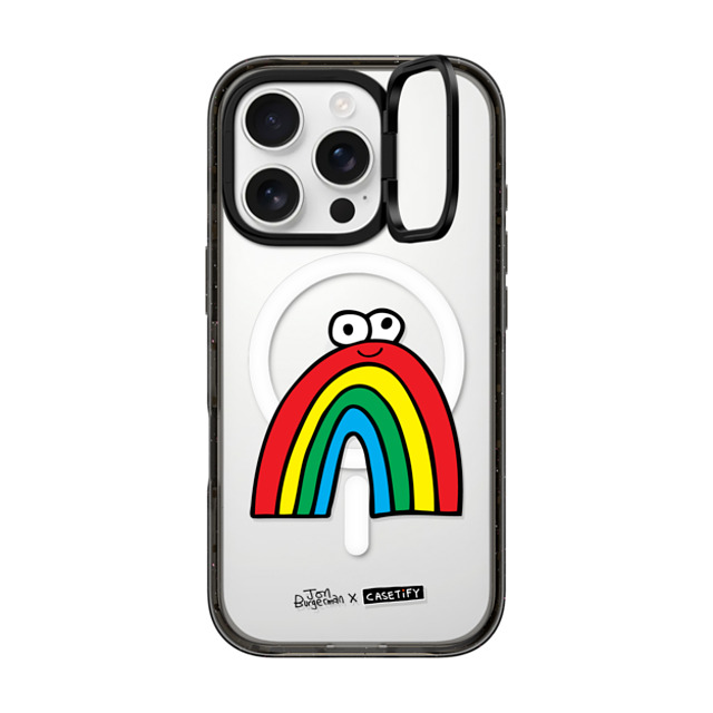 Jon Burgerman x CASETiFY iPhone 16 Pro ケース ブラック インパクトリングスタンドケース MagSafe対応 Rainbow