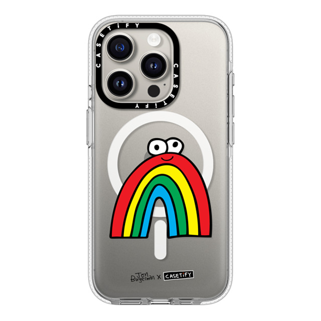 Jon Burgerman x CASETiFY iPhone 15 Pro ケース クリア クリア ケース MagSafe対応 Rainbow