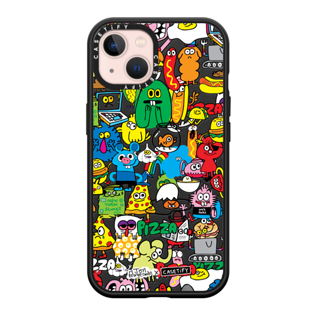 Jon Burgerman x CASETiFY iPhone 13 ケース マットブラック インパクトケース MagSafe対応 Sticky Mess