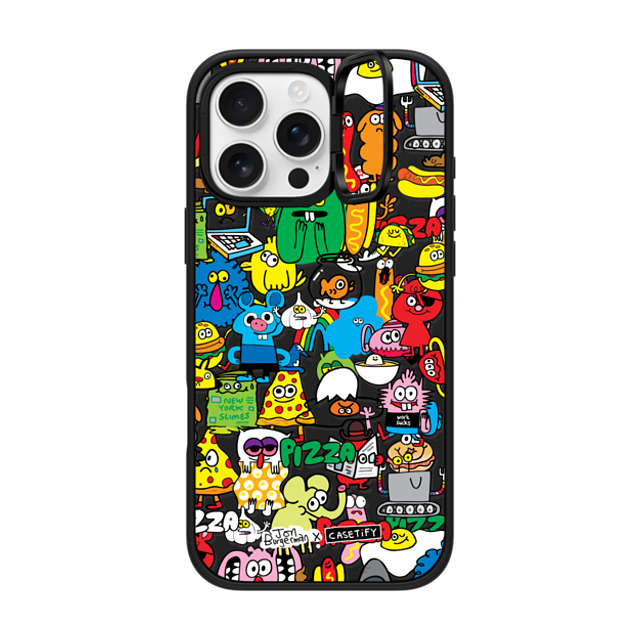 Jon Burgerman x CASETiFY iPhone 16 Pro Max ケース マットブラック インパクトリングスタンドケース MagSafe対応 Sticky Mess