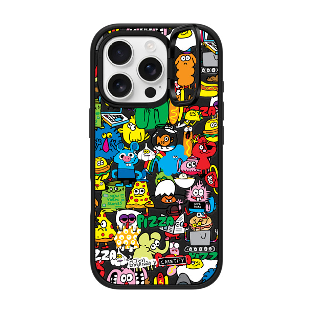 Jon Burgerman x CASETiFY iPhone 16 Pro ケース マットブラック インパクトリングスタンドケース MagSafe対応 Sticky Mess