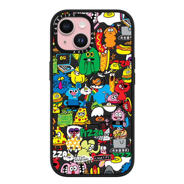 Jon Burgerman x CASETiFY iPhone 15 ケース マットブラック インパクトケース MagSafe対応 Sticky Mess