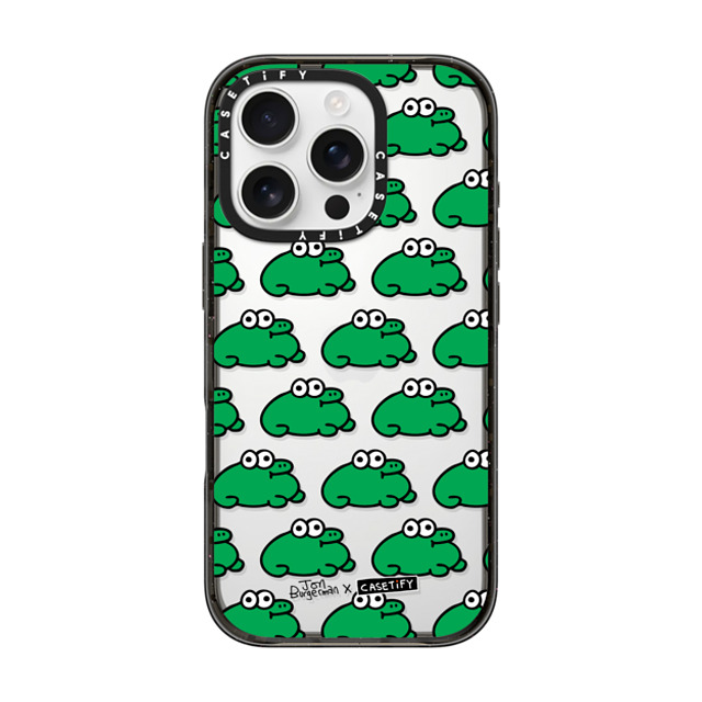 Jon Burgerman x CASETiFY iPhone 16 Pro ケース Animal,Cartoon ブラック インパクトケース Froggies Back to School Jon Burgerman x CASETiFY iPhone 16 Pro ケース Animal,Cartoon ブラック インパクトケース Froggies Back to School