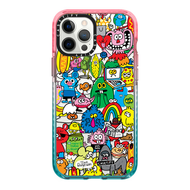 Jon Burgerman x CASETiFY iPhone 12 Pro Max ケース Pink/Blue インパクトケース Fun Friends