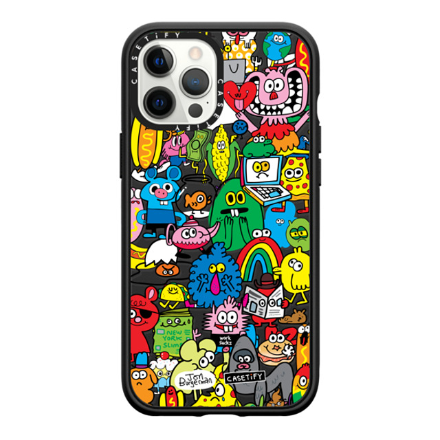 Jon Burgerman x CASETiFY iPhone 12 Pro Max ケース Animal,Cartoon マットブラック インパクトケース Fun Friends Father's Day Jon Burgerman x CASETiFY iPhone 12 Pro Max ケース Animal,Cartoon マットブラック インパクトケース Fun Friends Father's Day