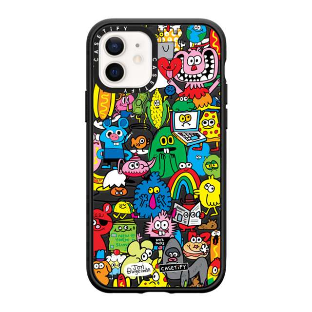Jon Burgerman x CASETiFY iPhone 12 Case Animal,Cartoon マットブラック インパクトケース Fun Friends Mother's Day Jon Burgerman x CASETiFY iPhone 12 Case Animal,Cartoon マットブラック インパクトケース Fun Friends Mother's Day