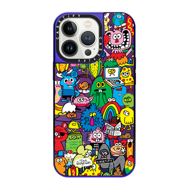 Jon Burgerman x CASETiFY iPhone 13 Pro ケース Purple Disco on Purple ミラーケース MagSafe対応 Fun Friends