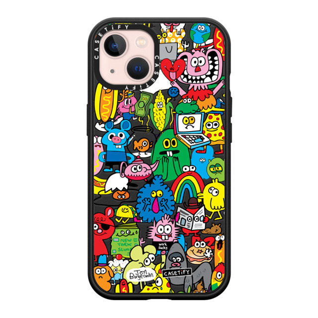 Jon Burgerman x CASETiFY iPhone 13 ケース マットブラック インパクトケース MagSafe対応 Fun Friends