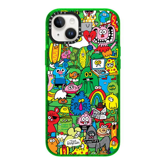 Jon Burgerman x CASETiFY iPhone 14 Plus Case グリーン Impact Case Fun Friends Jon Burgerman x CASETiFY iPhone 14 Plus Case グリーン Impact Case Fun Friends