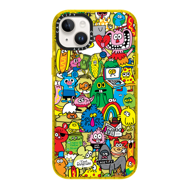 Jon Burgerman x CASETiFY iPhone 14 Plus ケース Animal,Cartoon イエロー インパクトケース MagSafe対応 Fun Friends Mother's Day Jon Burgerman x CASETiFY iPhone 14 Plus ケース Animal,Cartoon イエロー インパクトケース MagSafe対応 Fun Friends Mother's Day