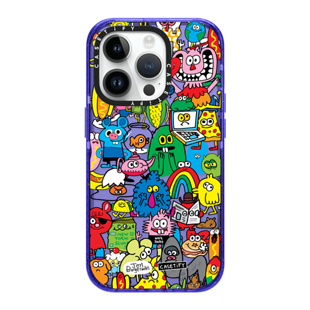 Jon Burgerman x CASETiFY iPhone 14 Pro ケース Peri Purple インパクトケース Fun Friends