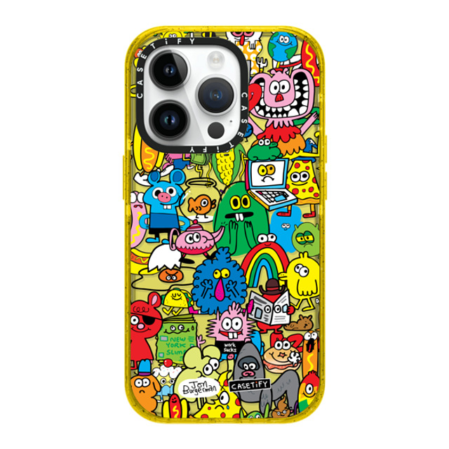 Jon Burgerman x CASETiFY iPhone 14 Pro ケース イエロー インパクトケース Fun Friends