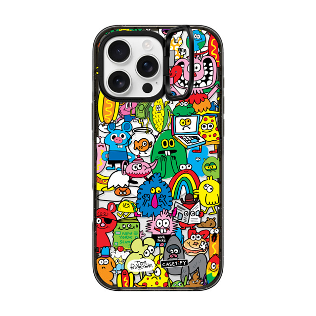 Jon Burgerman x CASETiFY iPhone 16 Pro Max ケース ブラック インパクトリングスタンドケース MagSafe対応 Fun Friends