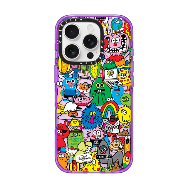Jon Burgerman x CASETiFY iPhone 16 Pro ケース パープル インパクトケース Fun Friends