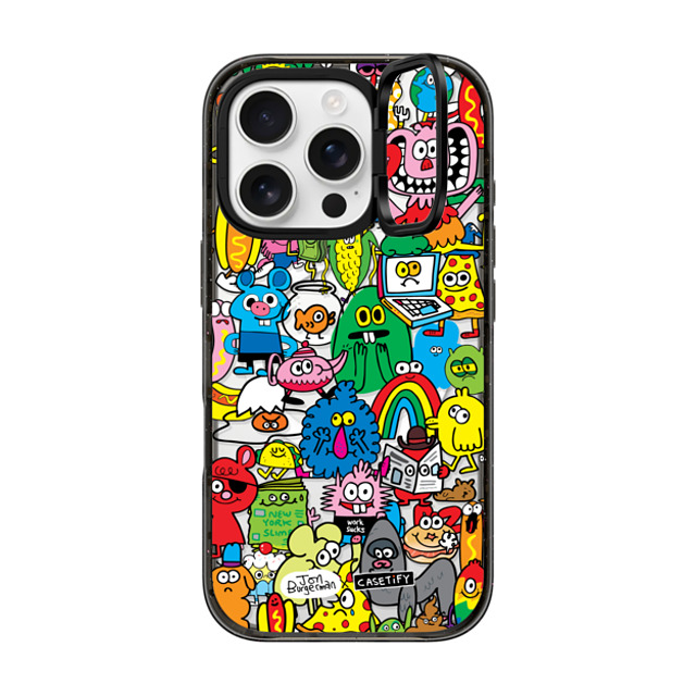 Jon Burgerman x CASETiFY iPhone 16 Pro ケース ブラック インパクトリングスタンドケース MagSafe対応 Fun Friends