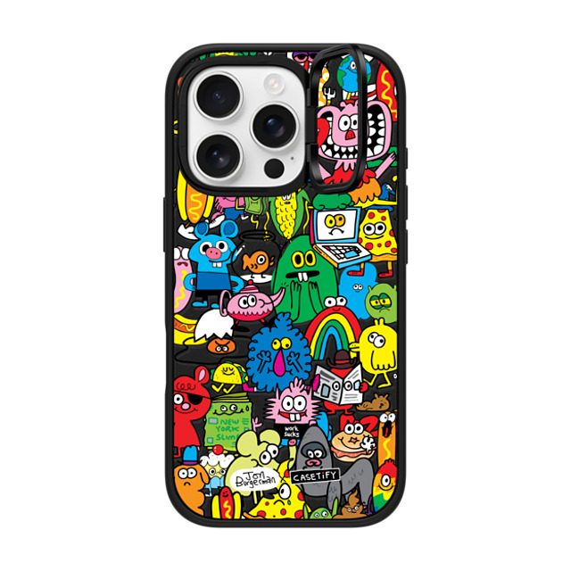 Jon Burgerman x CASETiFY iPhone 16 Pro ケース マットブラック インパクトリングスタンドケース MagSafe対応 Fun Friends