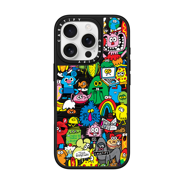 Jon Burgerman x CASETiFY iPhone 16 Pro ケース Black on Black ミラーケース MagSafe対応 Fun Friends