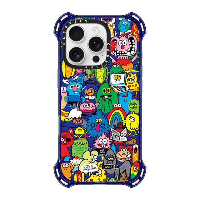 Jon Burgerman x CASETiFY iPhone 16 Pro ケース コバルトブルー バウンスケース Fun Friends