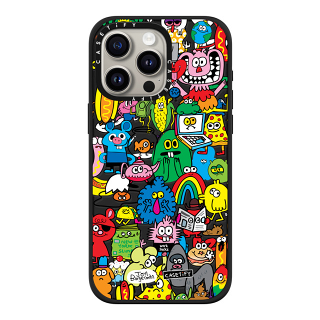 Jon Burgerman x CASETiFY iPhone 15 Pro Max ケース マットブラック インパクトケース MagSafe対応 Fun Friends