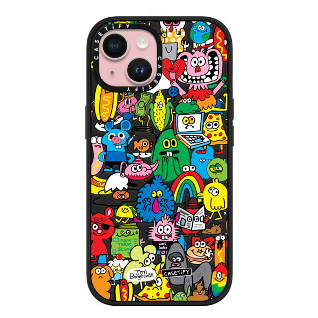 Jon Burgerman x CASETiFY iPhone 15 ケース マットブラック インパクトケース MagSafe対応 Fun Friends