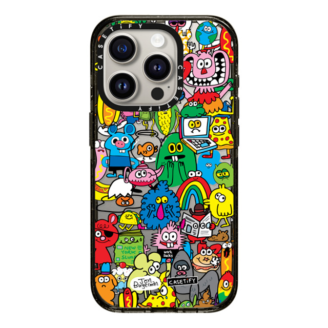 Jon Burgerman x CASETiFY iPhone 15 Pro ケース ブラック インパクトケース Fun Friends