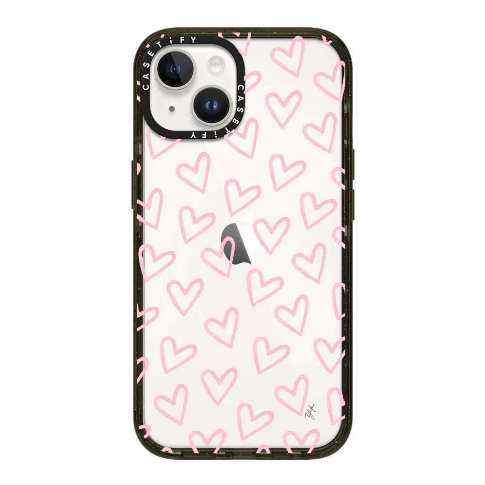 Impact iPhone 14 Case - HEARTS / Light Pink Thin (Transparent)