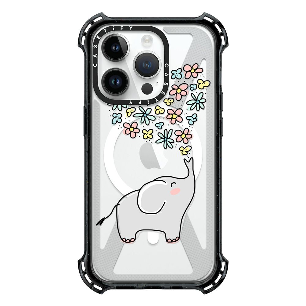 Bounce iPhone 14 Pro Case MagSafe Compatible - Elephant - Flowers Heart -  Floral Love