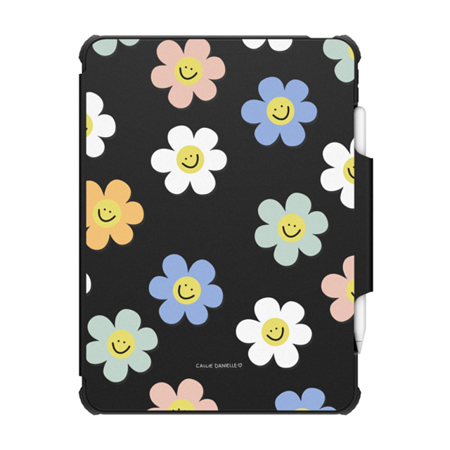 Callie Danielle x CASETiFY iPad Pro 11 (第3/4世代) ブラック インパクト フォリオ ケース Happy Daisy By Callie Danielle