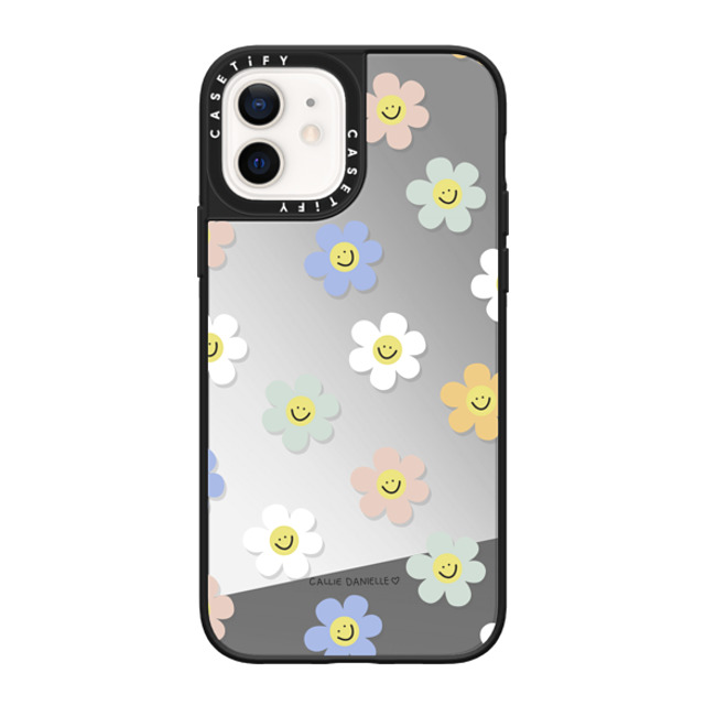 Callie Danielle x CASETiFY iPhone 12 ケース Silver on Black ミラーケース MagSafe対応 Happy Daisies